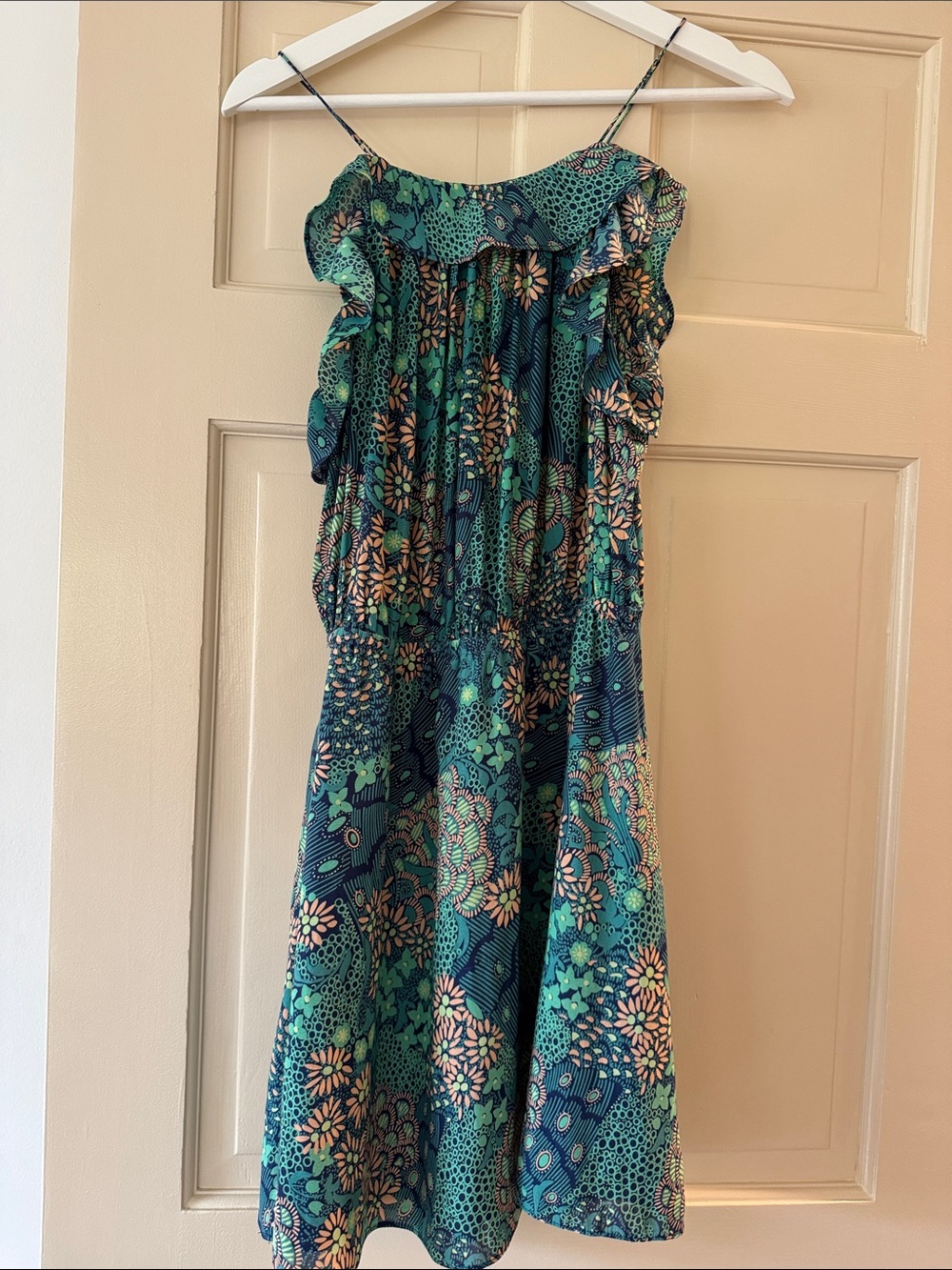 Scotch & Soda Girls' Floral Ruffle Sun Dress - Teal & Pink